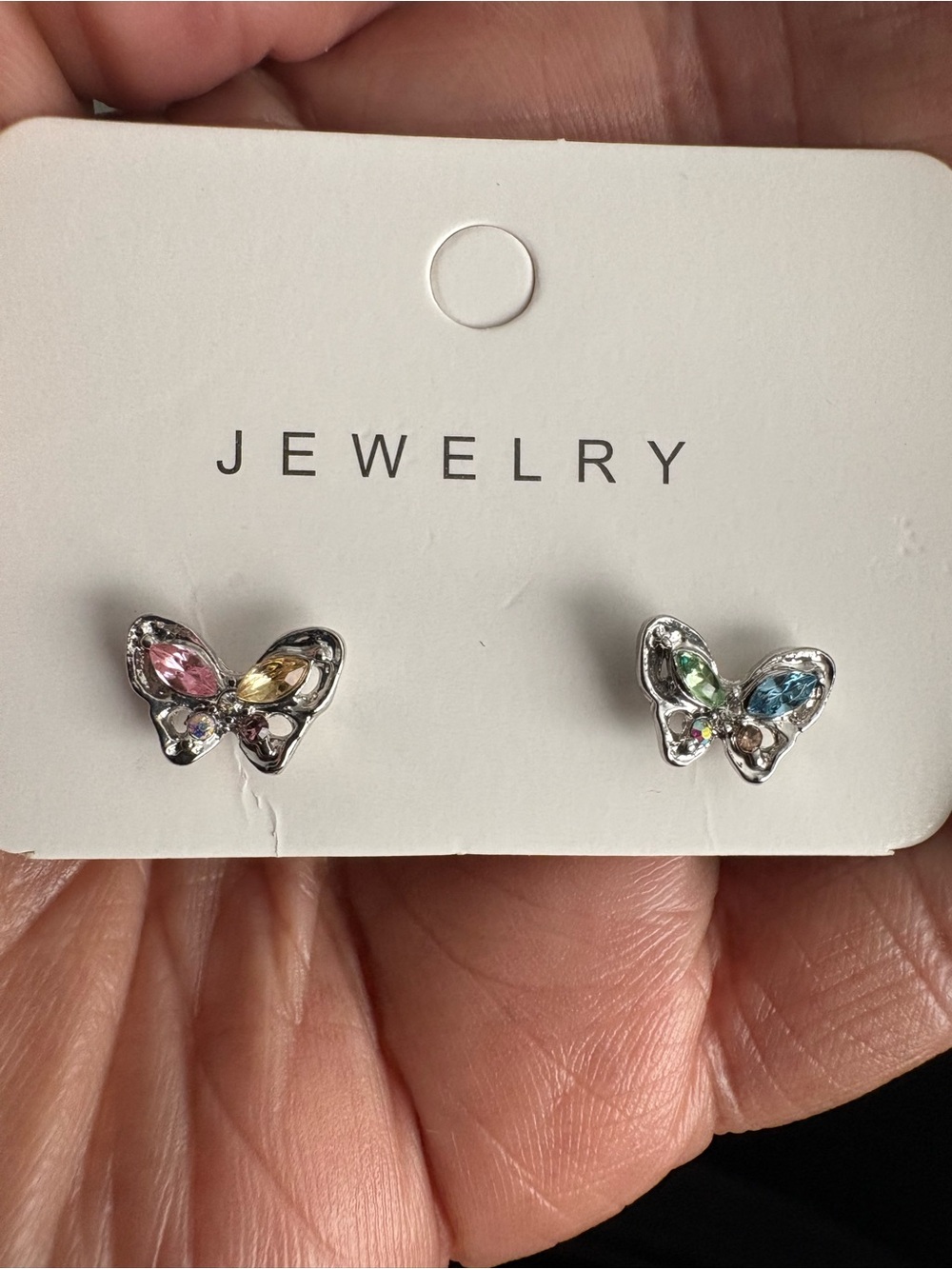 Butterfly Multi-Stone Stud Earrings -